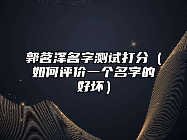 郭茗泽名字测试打分（如何评价一个名字的好坏）