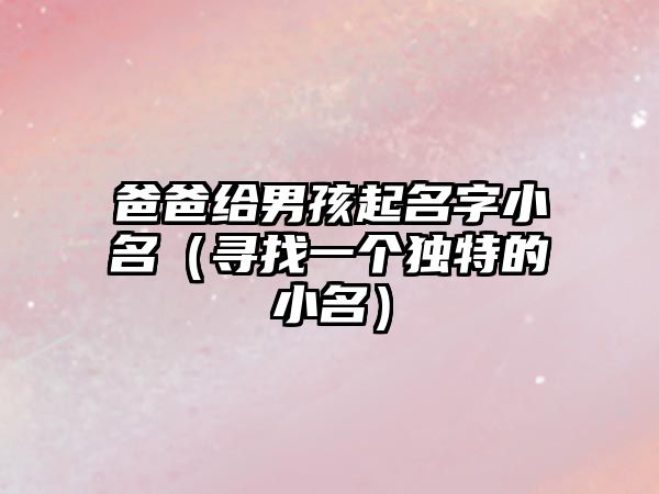 爸爸给男孩起名字小名（寻找一个独特的小名）