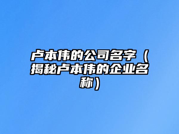 卢本伟的公司名字（揭秘卢本伟的企业名称）