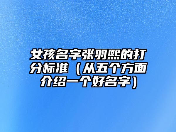 女孩名字张羽熙的打分标准（从五个方面介绍一个好名字）