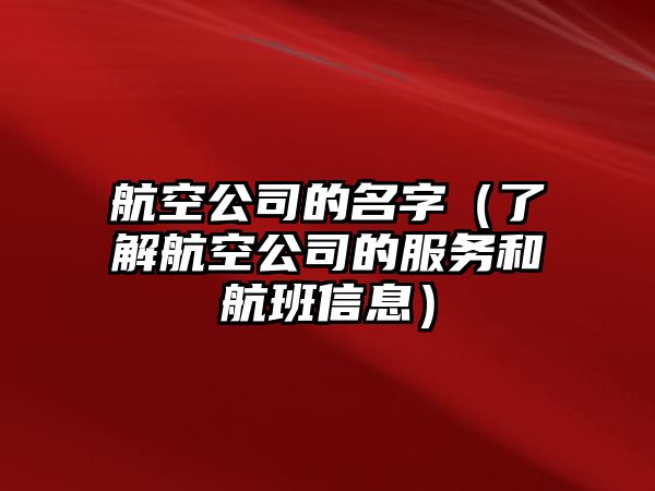 航空公司的名字（了解航空公司的服务和航班信息）