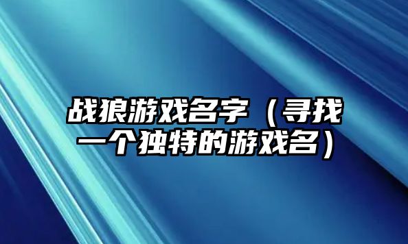 战狼游戏名字（寻找一个独特的游戏名）