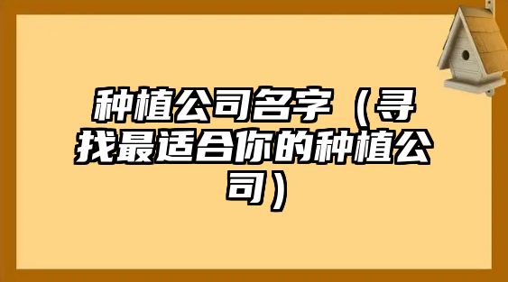种植公司名字（寻找最适合你的种植公司）