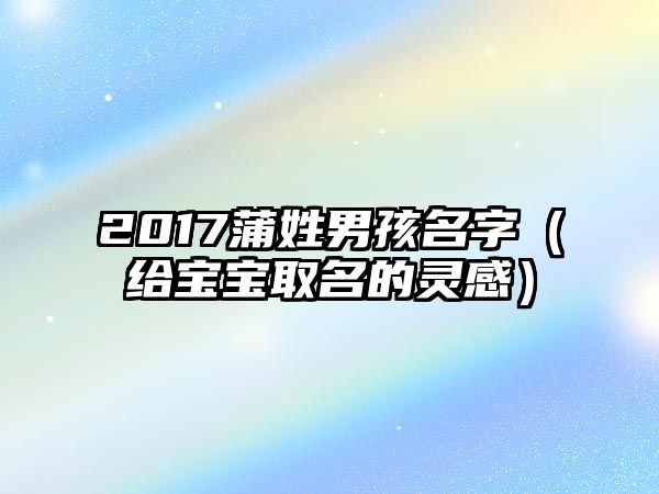 2017蒲姓男孩名字（给宝宝取名的灵感）