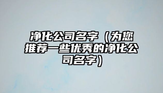 净化公司名字（为您推荐一些优秀的净化公司名字）