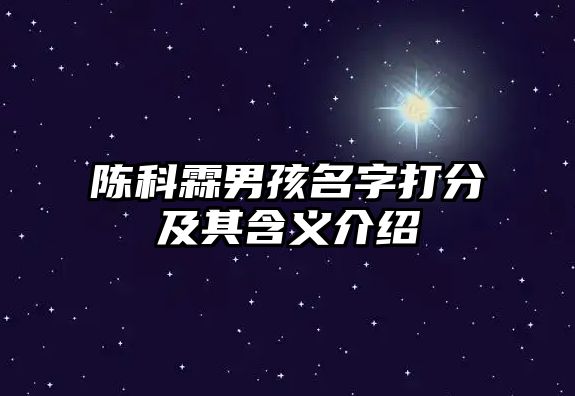 陈科霖男孩名字打分及其含义介绍