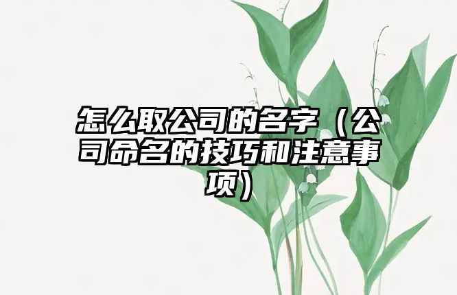 怎么取公司的名字（公司命名的技巧和注意事项）