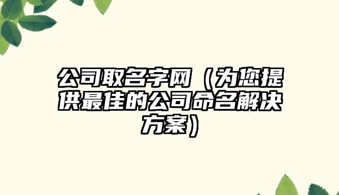 公司取名字网（为您提供最佳的公司命名解决方案）