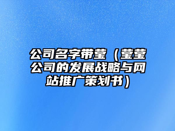 公司名字带莹（莹莹公司的发展战略与网站推广策划书）