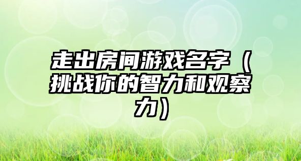 走出房间游戏名字（挑战你的智力和观察力）