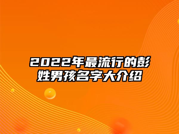 2022年最流行的彭姓男孩名字大介绍