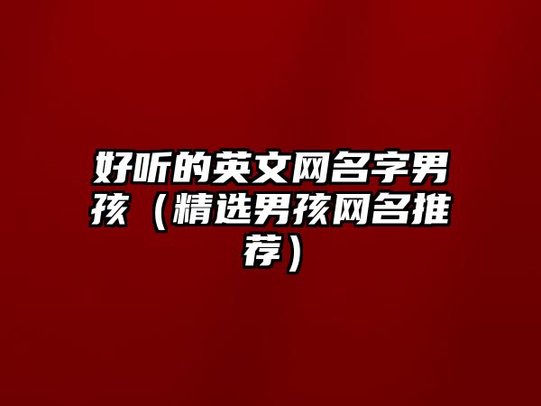 好听的英文网名字男孩（精选男孩网名推荐）
