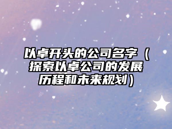 以卓开头的公司名字（探索以卓公司的发展历程和未来规划）