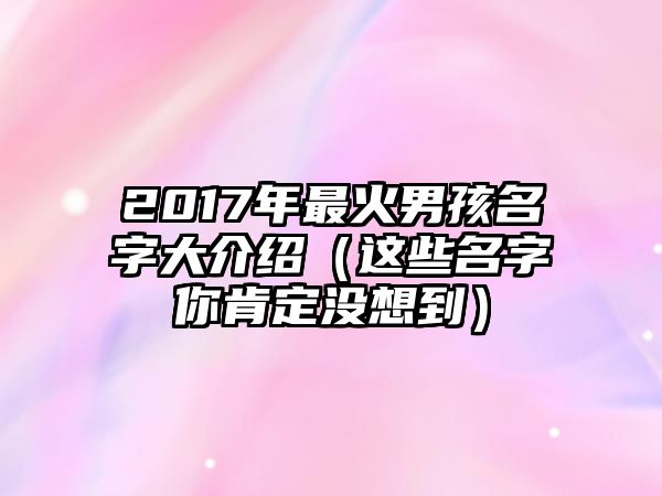 2017年最火男孩名字大介绍（这些名字你肯定没想到）