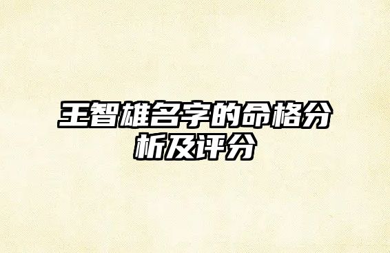 王智雄名字的命格分析及评分