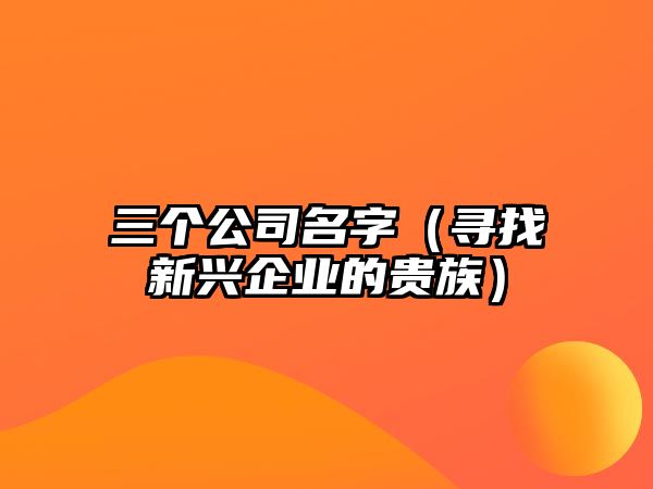 三个公司名字（寻找新兴企业的贵族）