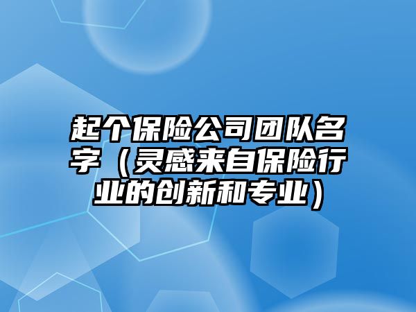 起个保险公司团队名字（灵感来自保险行业的创新和专业）