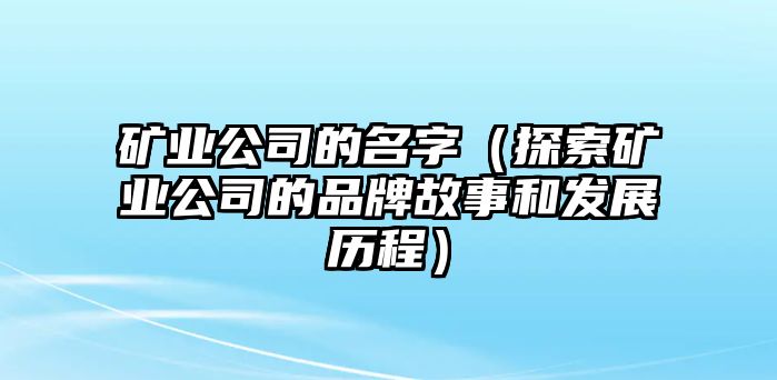 矿业公司的名字（探索矿业公司的品牌故事和发展历程）