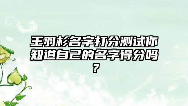 王羽杉名字打分测试你知道自己的名字得分吗？