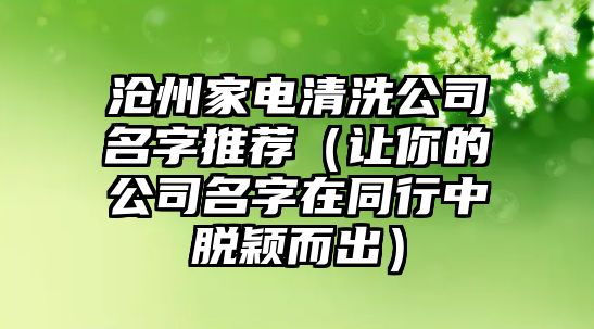 沧州家电清洗公司名字推荐（让你的公司名字在同行中脱颖而出）