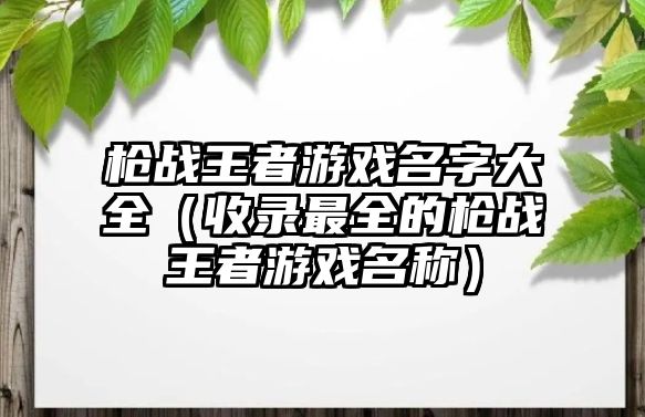 枪战王者游戏名字大全（收录最全的枪战王者游戏名称）