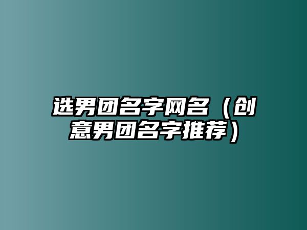 选男团名字网名（创意男团名字推荐）