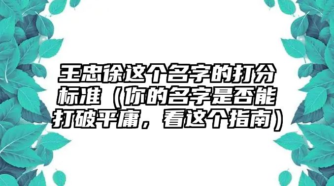 王忠徐这个名字的打分标准（你的名字是否能打破平庸，看这个指南）