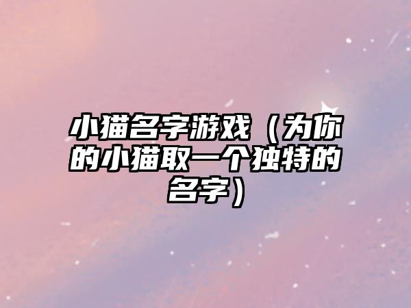 小猫名字游戏（为你的小猫取一个独特的名字）