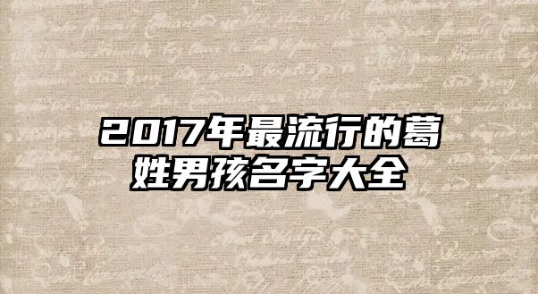 2017年最流行的葛姓男孩名字大全