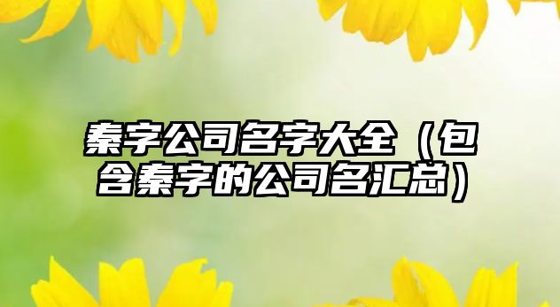 秦字公司名字大全（包含秦字的公司名汇总）