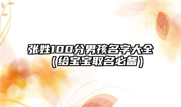 张姓100分男孩名字大全（给宝宝取名必备）